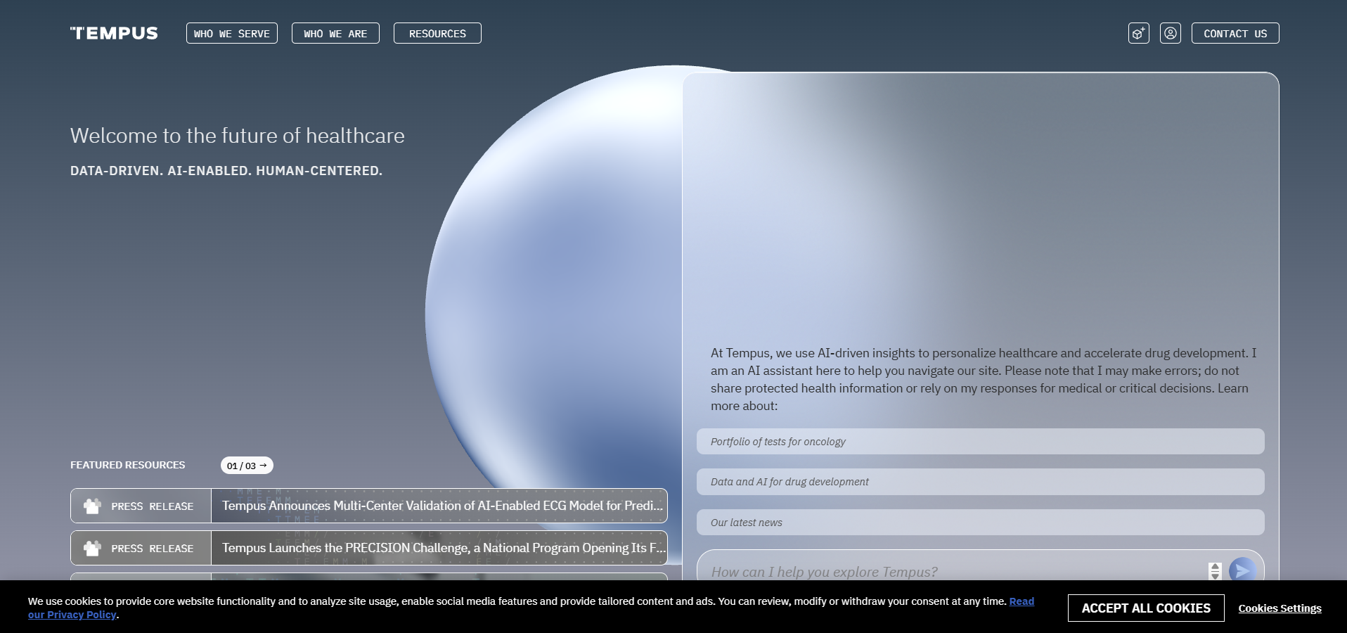 Tempus AI screenshot