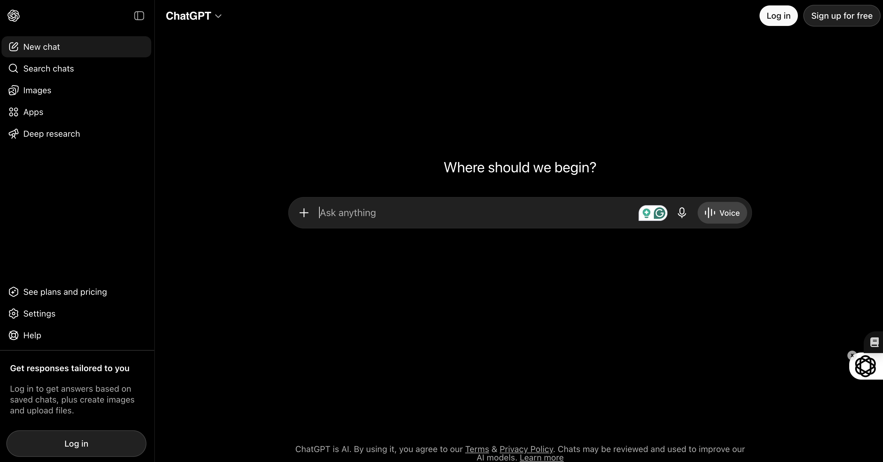ChatGPT screenshot