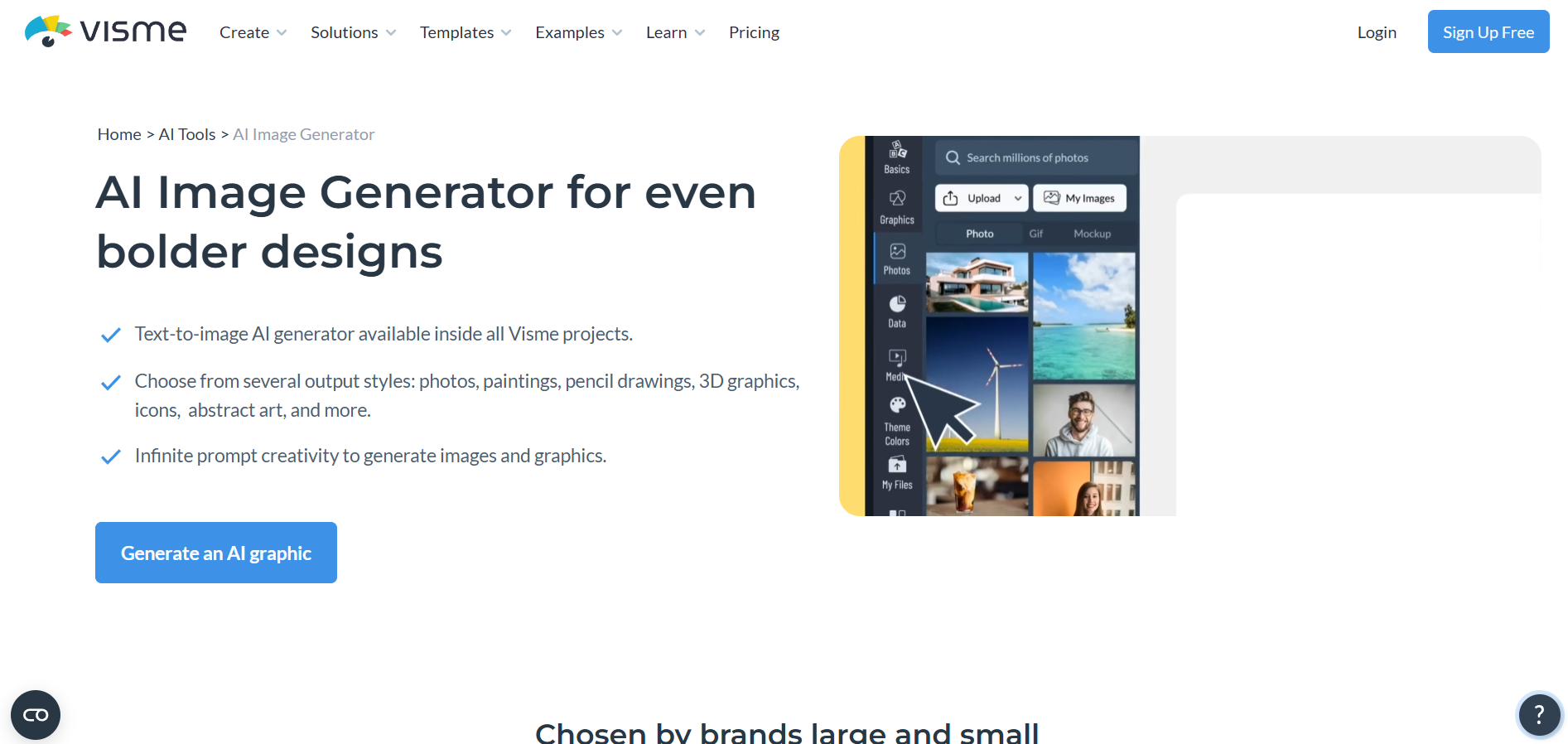 Visme AI Image Generator screenshot