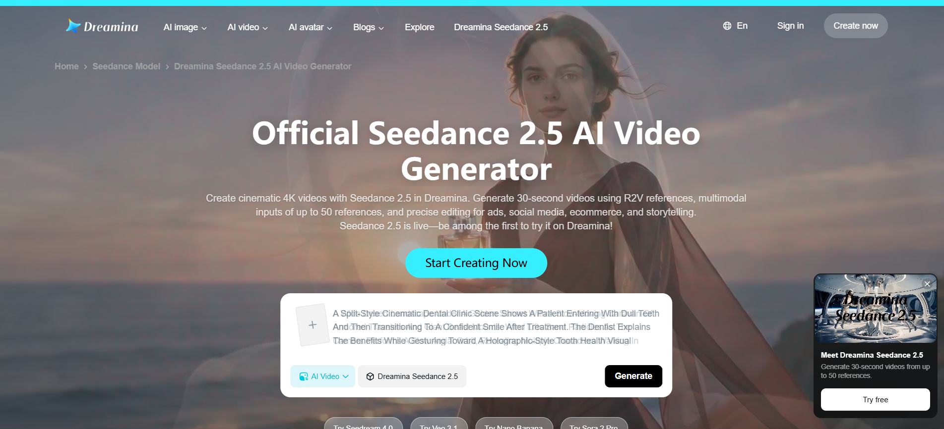 Seedance 2.5 (Dreamina) screenshot